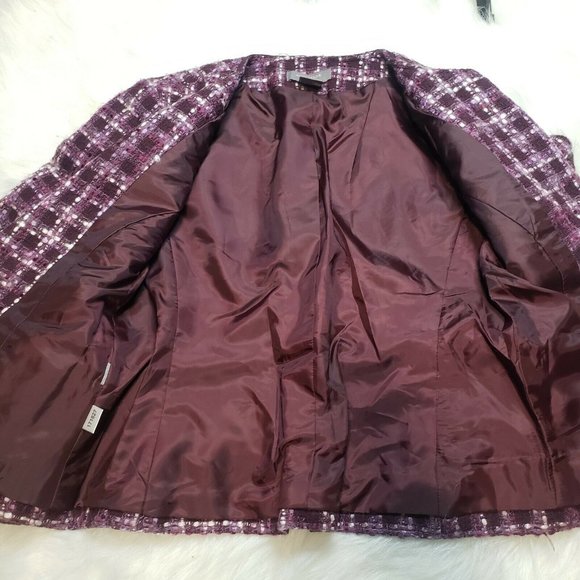 Ann Taylor Purple Tweed Open Blazer Acrylic WOOL - Picture 7 of 10
